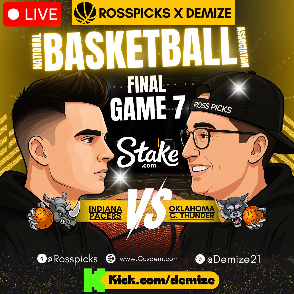 🚨 LIVE NOW 🚨 #NBAFinals
<a href="/RossPicks/">Ross picks</a> &amp;  <a href="/demize21/">DeMize</a> !! 

All premium parlay on live for free
 
✅RT + Comment <a href="/Stake/">Stake.com</a> usernames  
 
GIVEAWAYS ALL STREAM!!💸 💸💸🔔🔔 

 PULL UP NOW - 🔴kick.com/demize

Tap in before the game start 👊