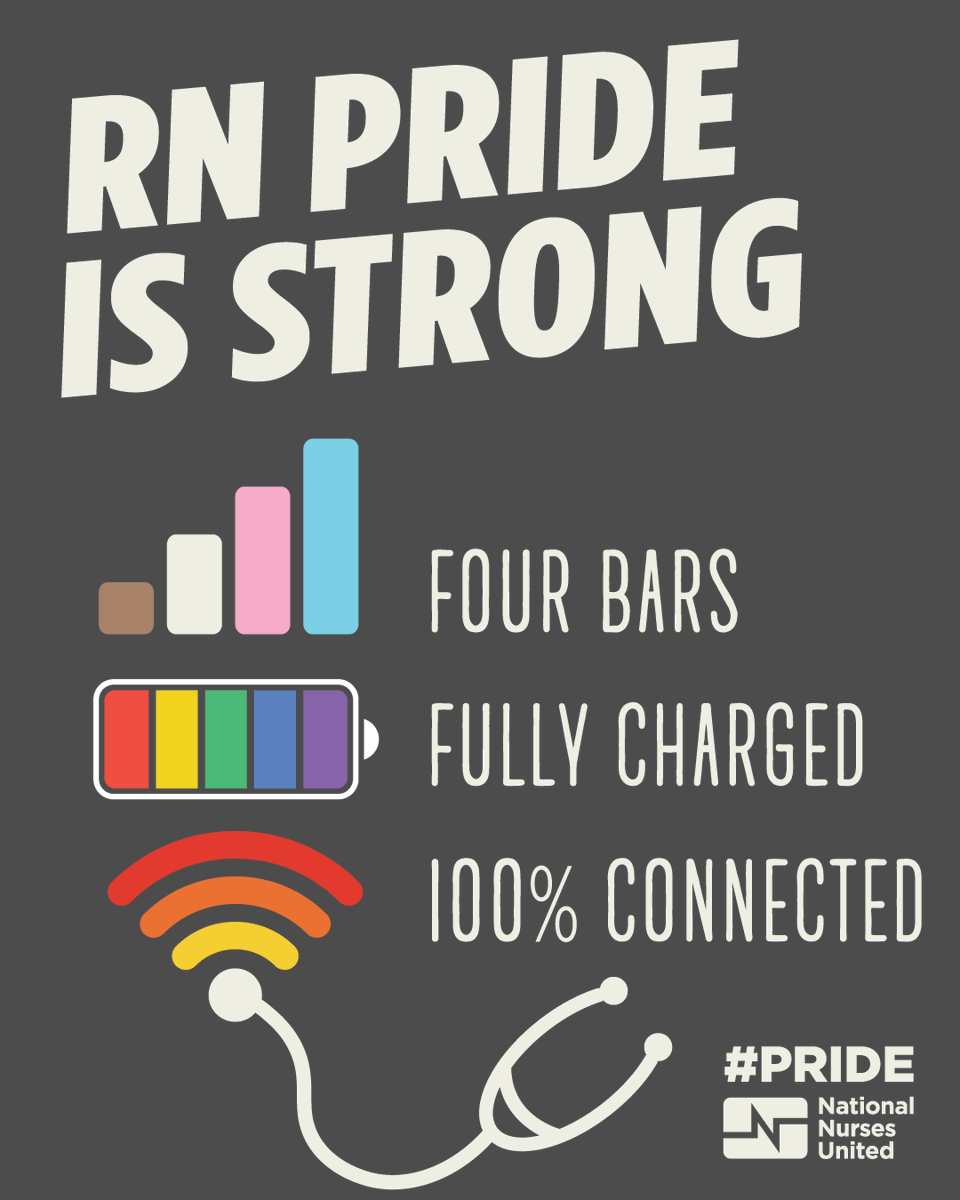 A fully charged union nurse is a fierce ally. We stand with our LGBTQIA+ colleagues and patients—because care is a human right, not a political debate. #Pride