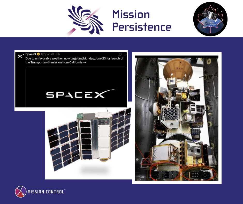 MissionCtrlSS's tweet image. After several delays, Mission Persistence is now scheduled to launch tomorrow, aboard a @SpaceX Falcon 9 rocket! We’re so grateful to everyone who’s supported us on this journey — your encouragement has meant the world. Stay tuned as we take Canada’s Giant Leap for AI in Space!