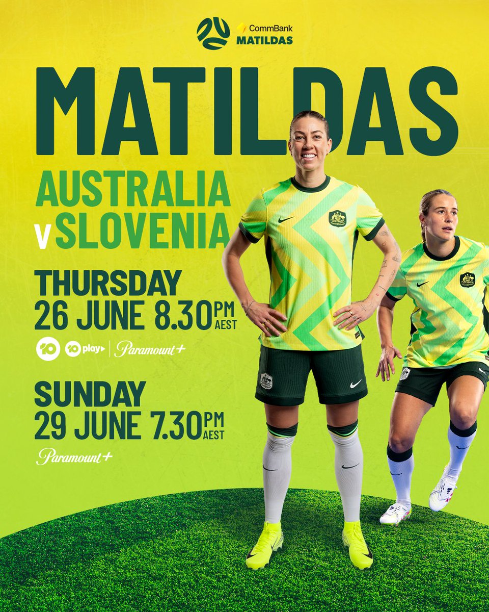 10 Football (@10footballau) on Twitter photo Our CommBank <a href="/TheMatildas/">CommBank Matildas</a> will return to Perth for the first time since 2023 for a two-match series against Slovenia at HBF Park 💚💛 Our CommBank <a href="/TheMatildas/">CommBank Matildas</a> will return to Perth for the first time since 2023 for a two-match series against Slovenia at HBF Park 💚💛