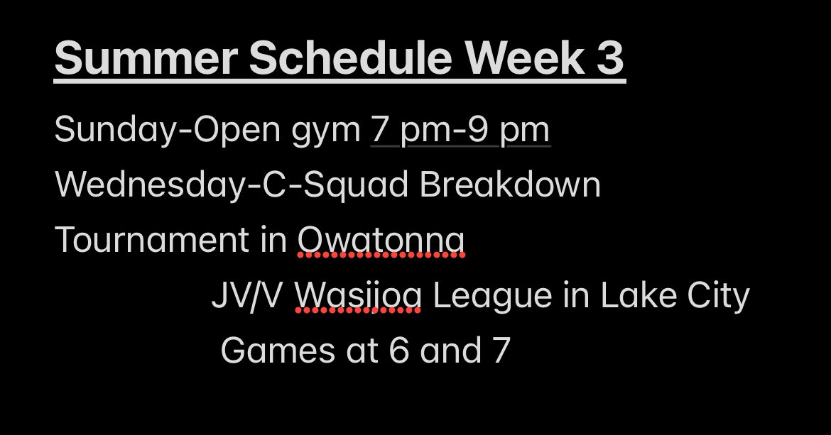 Here is the schedule for Week 3 of our summer commitment:

No practices this week due to the floors being resurfaced in all schools!

#goKoMets #berelentless