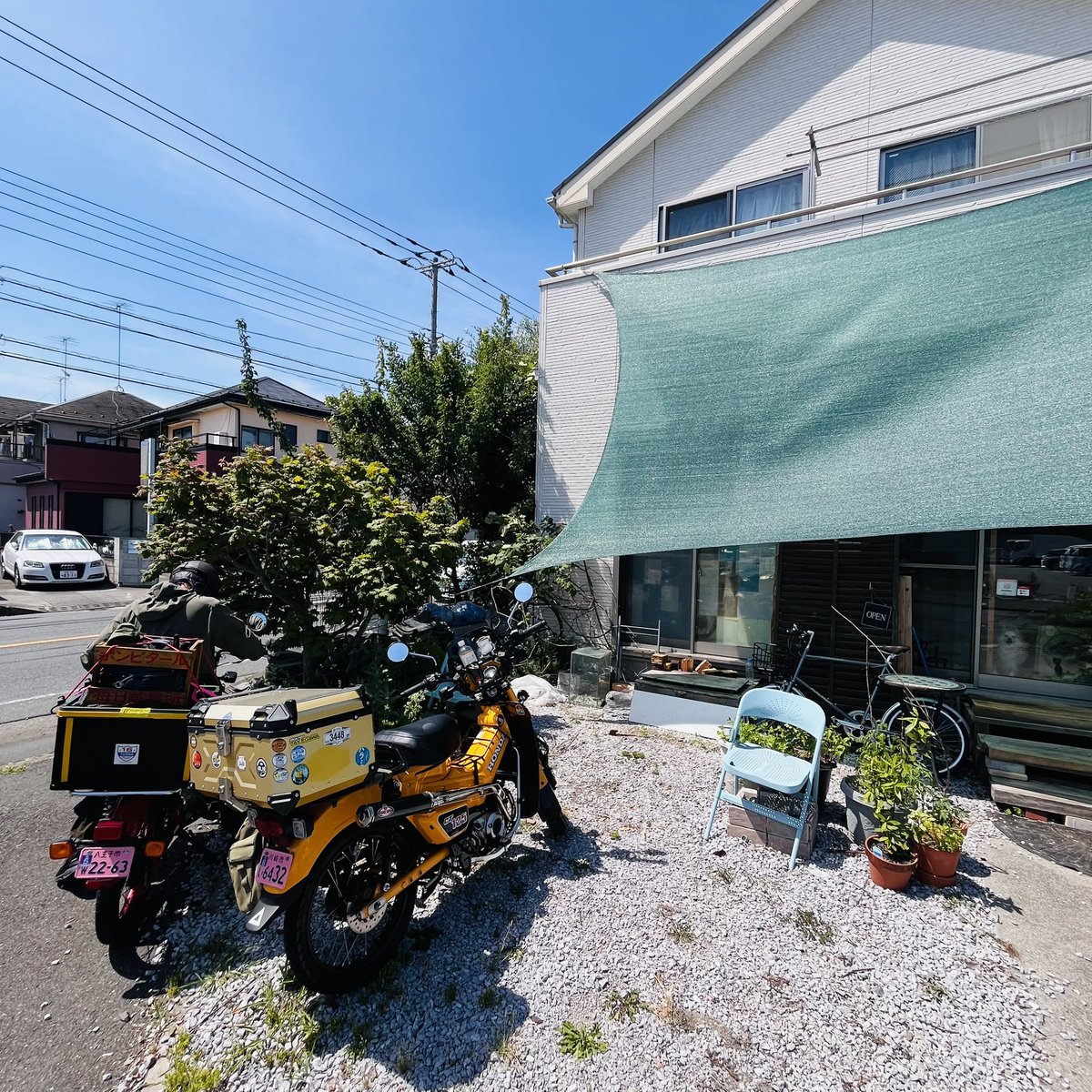 fukuda_tkc's tweet image. 【秋ヶ瀬カブモーニング】いよいよミーティングが熱い季節/所沢でベルーナ渋滞ハマってからうどん、そしてライトハウスでジャズと珈琲
＼(^o^)／熱かった
#acf #黄カブ　#ハンターカブ #ct125 #武蔵野うどん　#ライトハウス　#ジャズ　#コーヒー　#所沢渋滞　#ct110