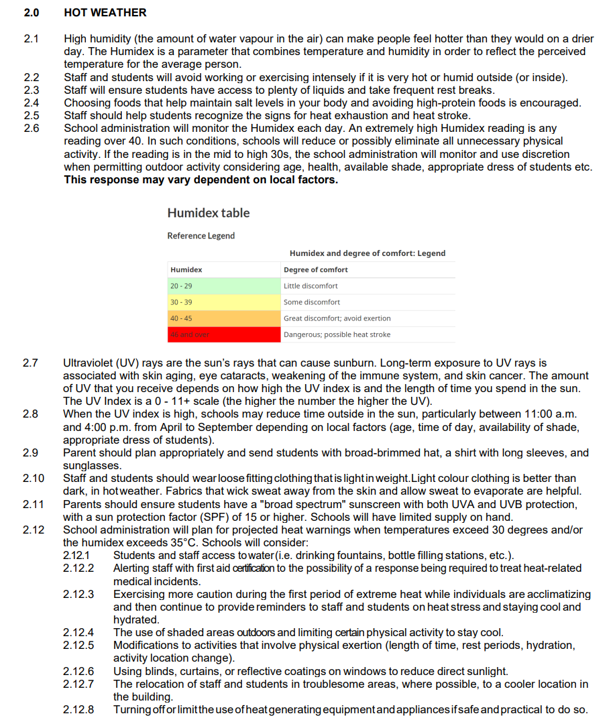 (2/2) Our Extreme Weather Guidelines #200.45 prepares staff to act when the weather is very cold or hot so we are ready! Families can assist by ensuring students are well-hydrated and protected from the sun. #SunSafety #stayHydrated