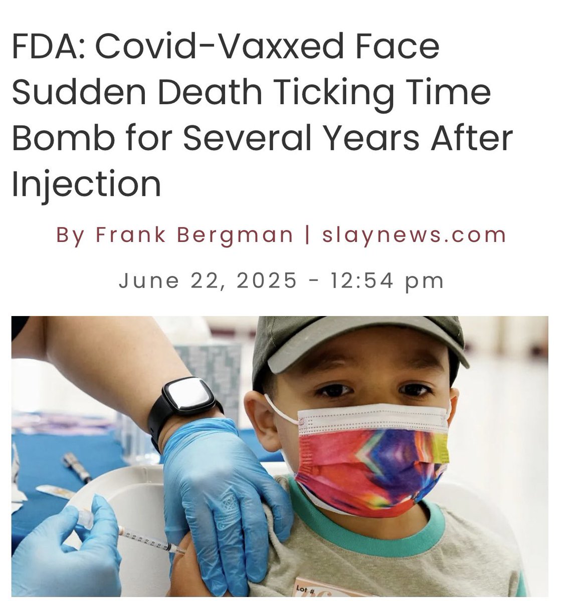 The U.S. Food and Drug Administration (FDA) has revealed that people who received Covid mRNA “vaccines” are at risk of sudden death for several years after they received their last injection.

The FDA has made an alarming admission, revealing that the mRNA-injected are at risk of