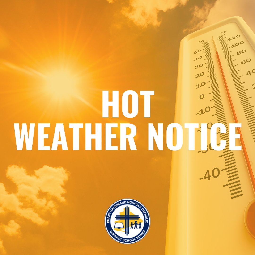 (1/2)A reminder to families to ensure students are dressed for this week's expected high temperature. All schools are air conditioned; however, the trip to and from school can be warm! Extra water is always a good idea. #sunscreenSafety #stayHydrated