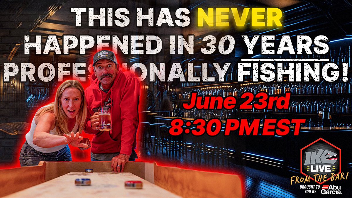 Ike_Live (@ikeliveshow) on Twitter photo This has NEVER happened in 30 years professionally fishing!!! Find out what it is tomorrow night at 8:30pm EST!! BYOB!
<a href="/Abu_Garcia/">Abu Garcia</a>
#watchikelive This has NEVER happened in 30 years professionally fishing!!! Find out what it is tomorrow night at 8:30pm EST!! BYOB!
<a href="/Abu_Garcia/">Abu Garcia</a>
#watchikelive