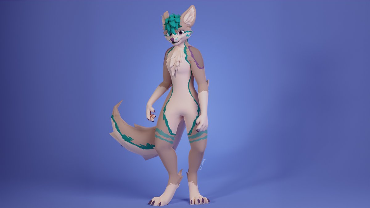 Melon1te's tweet image. A Kitzu retexture for Macc11!
Base by Hirozu
#render #vrchatfurry