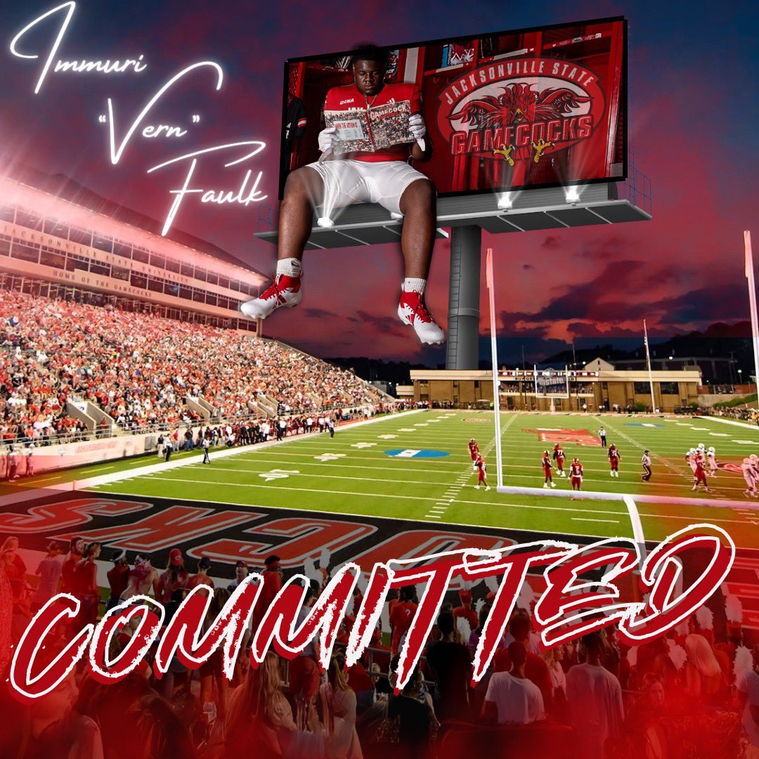 Immuri VERN Faulk (@imvernfaulk) on Twitter photo #AGTG! I’m grateful to say I’m committed to <a href="/JaxStateFB/">Jax State Football</a>!!
Thank you to everyone who’s been there for me family, friends, coaches, and teammates.
I’m excited for what’s next. Let’s work!
<a href="/CoachRTrickett/">Coach Rick Trickett</a> <a href="/TaycoBulldogs/">Taylor County Football</a> <a href="/Coach_Cade_/">Cade Johnson, C.S.C.S</a> @CoachBraswell <a href="/CoachKellyJSU/">Coach Charles Kelly</a> <a href="/MoMolden/">Monique</a> <a href="/247Sports/">247Sports</a> #AGTG! I’m grateful to say I’m committed to <a href="/JaxStateFB/">Jax State Football</a>!!
Thank you to everyone who’s been there for me family, friends, coaches, and teammates.
I’m excited for what’s next. Let’s work!
<a href="/CoachRTrickett/">Coach Rick Trickett</a> <a href="/TaycoBulldogs/">Taylor County Football</a> <a href="/Coach_Cade_/">Cade Johnson, C.S.C.S</a> @CoachBraswell <a href="/CoachKellyJSU/">Coach Charles Kelly</a> <a href="/MoMolden/">Monique</a> <a href="/247Sports/">247Sports</a>
