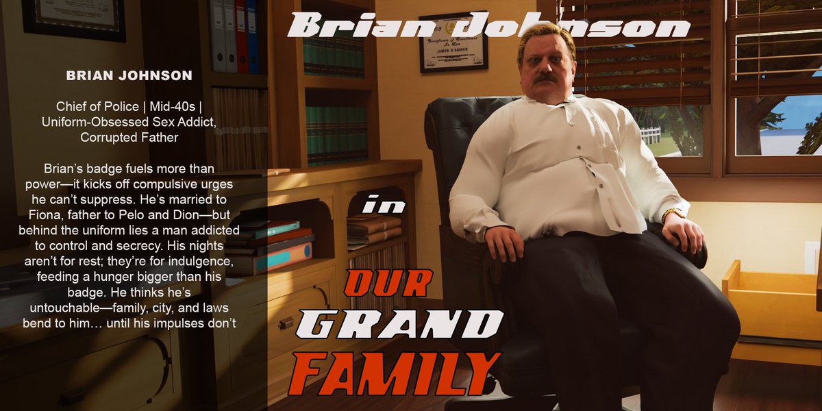 🚨 Meet Brian Johnson—Chief of Police | Mid-40s
 By day: badge, authority, respect.
 By night: uniform becomes a temptation, and control turns into addiction.
 Father. Husband. Addict.
 He thinks rules apply to everyone else.
 But when desire takes over?
 Even the strongest badge