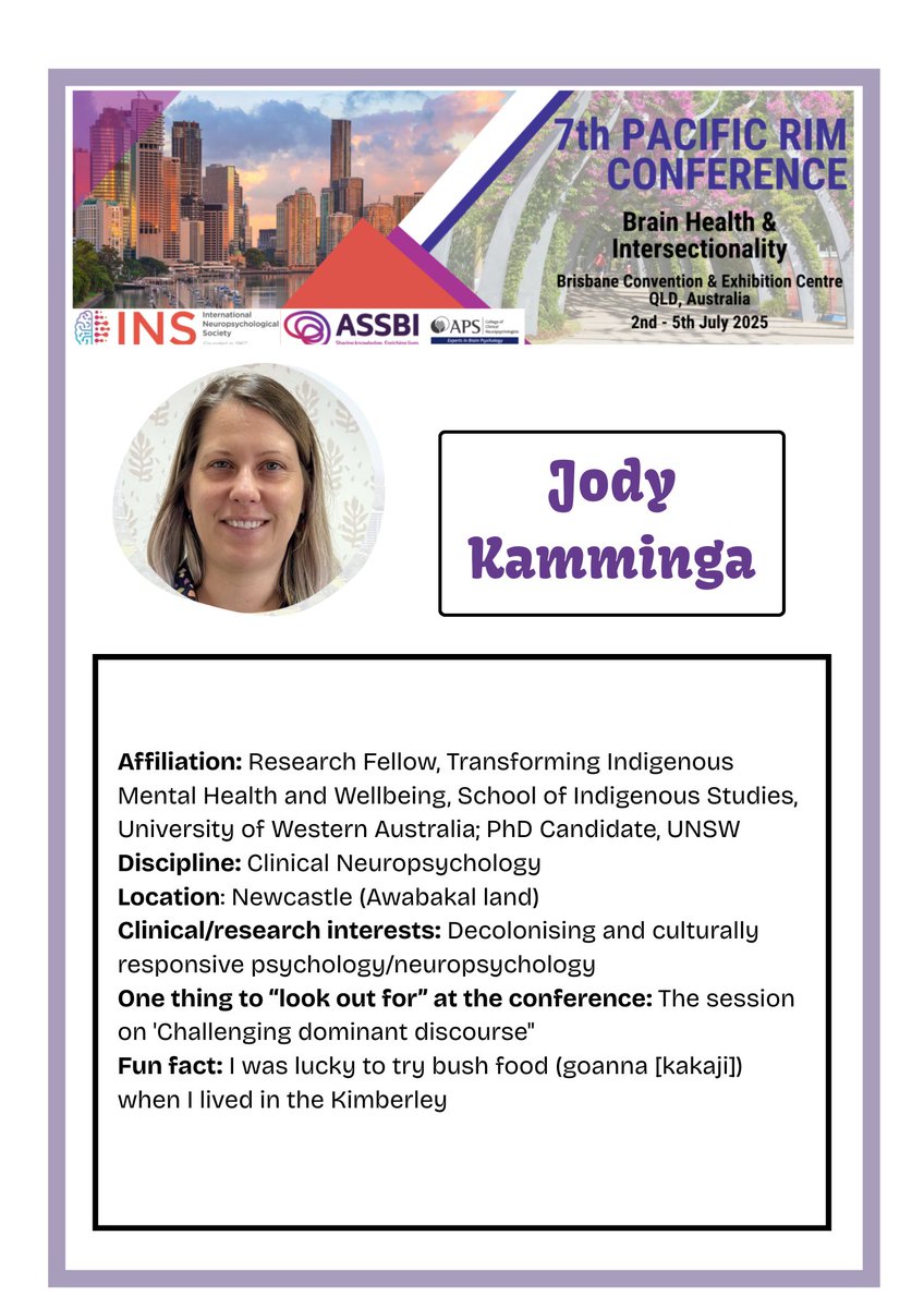 ASSBI1's tweet image. 🌟 Meet our APS CCN Co-Convenors - Vince Oxenham and Dr Jody Kamminga!
Together, they bring a wealth of experience and energy to the 7th Pacific Rim Conference.
Check out the flyer below to hear what they have to say!