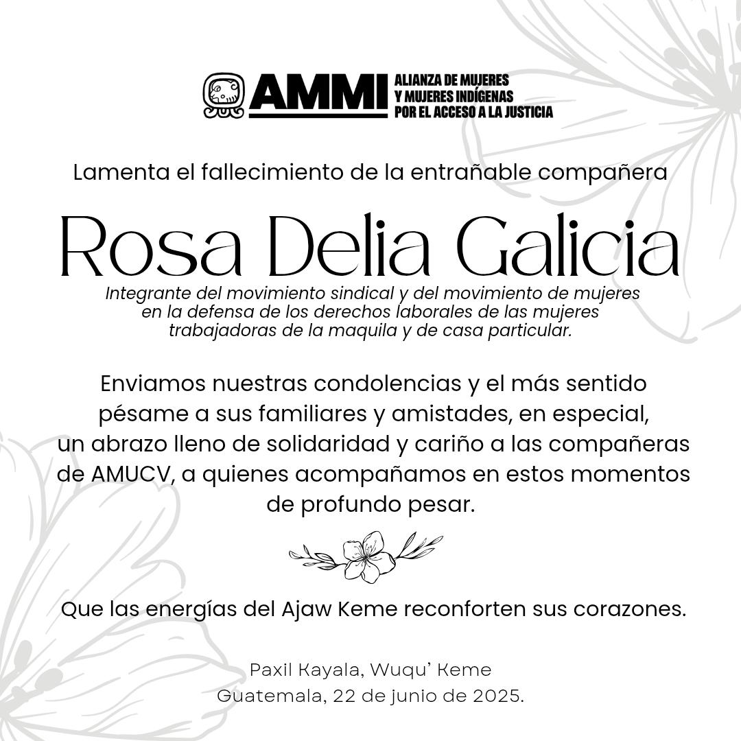 🖤 Lamentamos profundamente el fallecimiento de la entrañable compañera Rosa Delia Galicia.
Enviamos condolencias a su familia, amistades y compañeras, a quienes acompañamos en estos momentos de profundo pesar🕊️