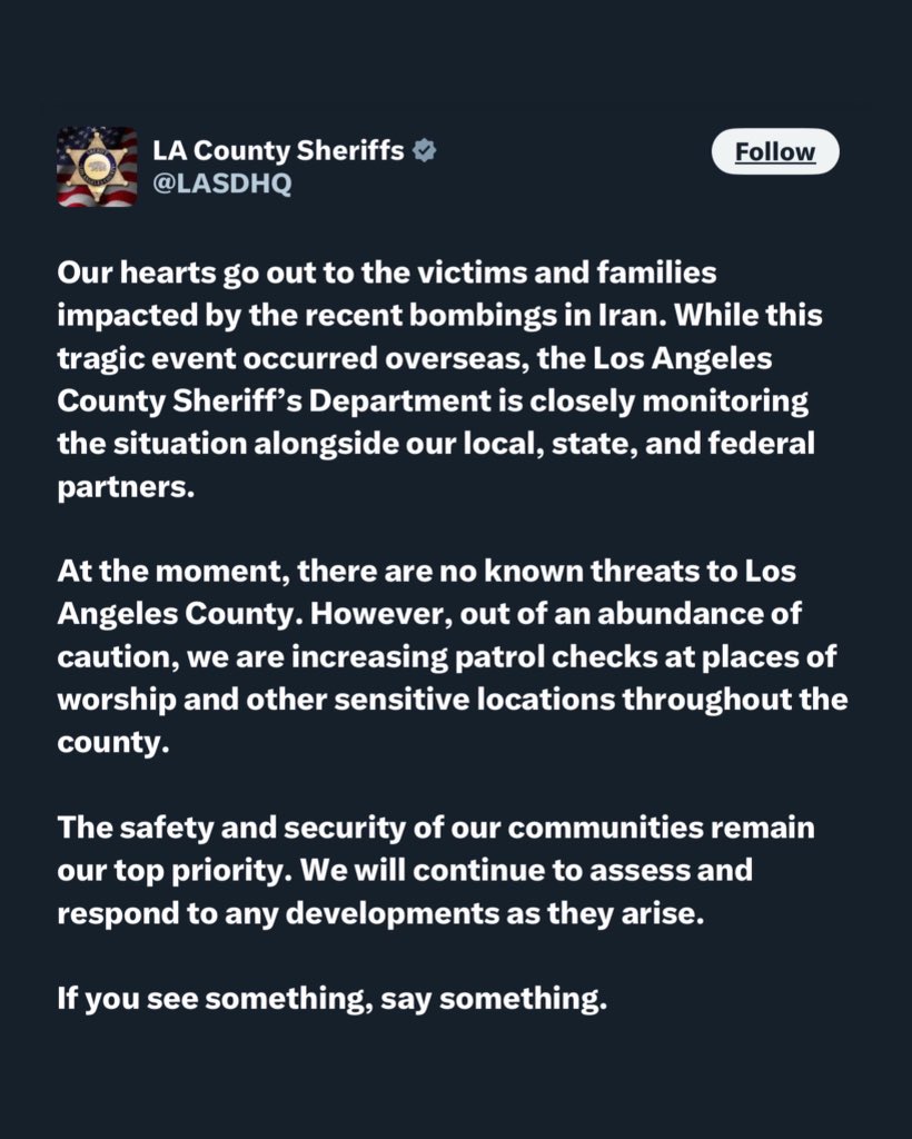 Strange post by LA county sheriff
