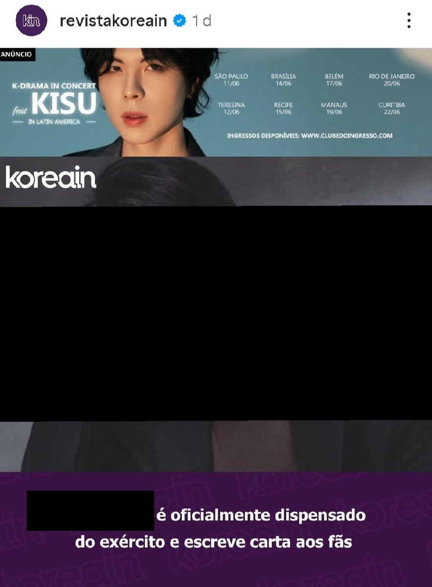 BangtanReportBr's tweet photo. O perfil Revista KoreaIN no Instagram e X, fez uma postagem sobre o membro 🐱 com uma legenda tendenciosa, usando um termo errôneo sobre o ocorrido. Mesmo com inúmeros comentários, a página não corrigiu o seu erro. Peço que por favor, denunciem o mesmo. 

Links ⬇️ https://t.co/J14SBcxXb4