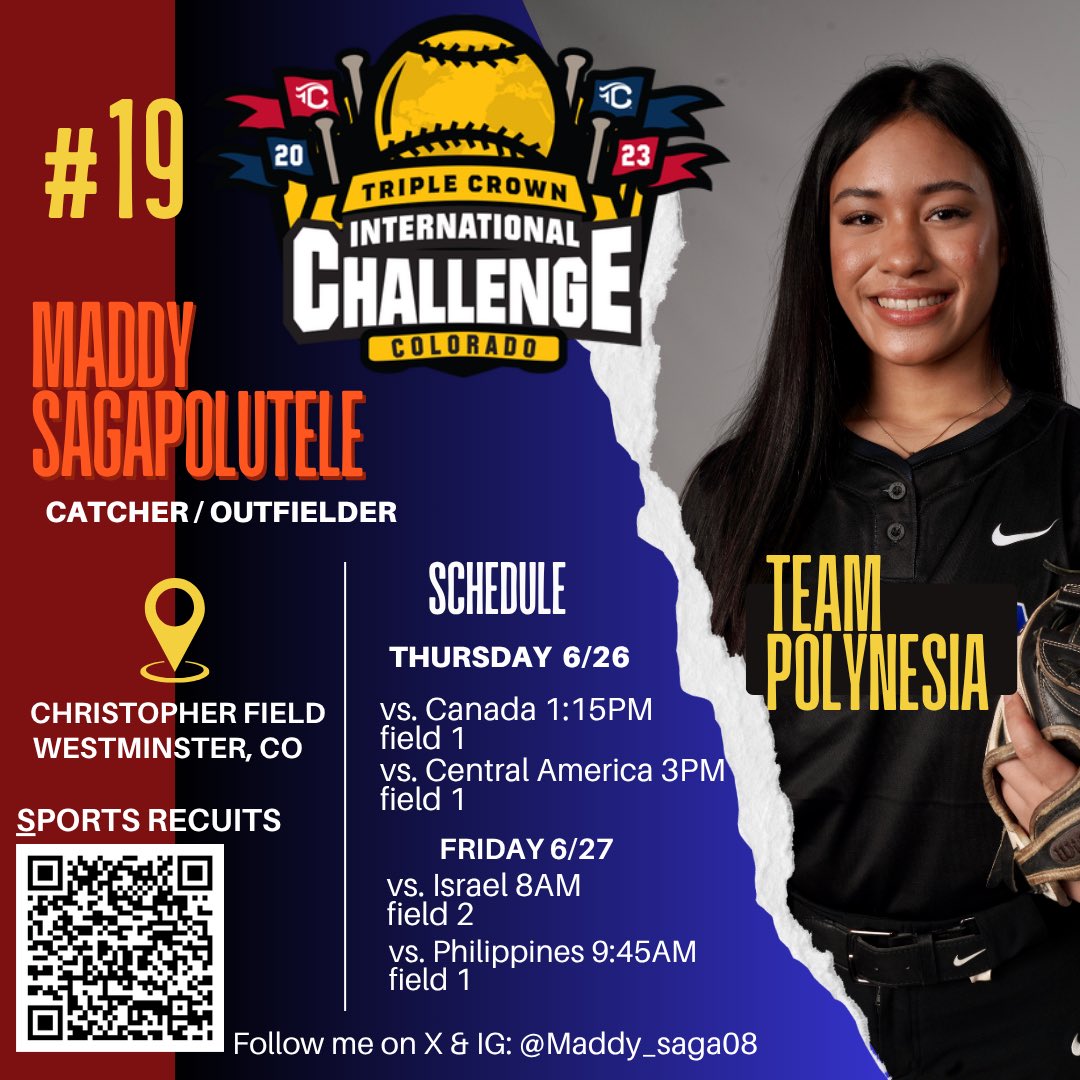 Maddy_saga08's tweet image. LET’S GOOO!! 🇦🇸 🇼🇸🔥 Beyond proud to rep our country at the Triple Crown International Challenge Tournament! Grateful for the opportunity to play alongside such talented athletes #teampolynesia @extrainningSB #IPlayTCS #InternationalChallenge @tcfastpitch #coloradosparkler2025