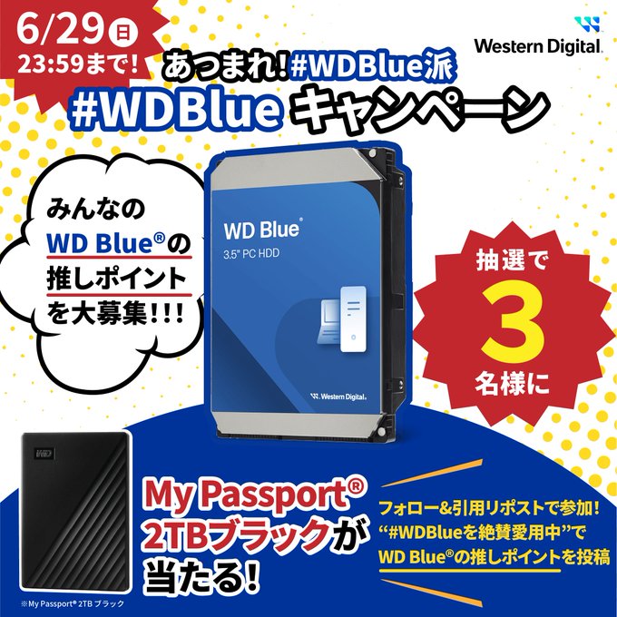 🎁 WD BlueキャンペーンでMy Passport 2TBをGETしよう!データ保存が楽しくなるチャンス