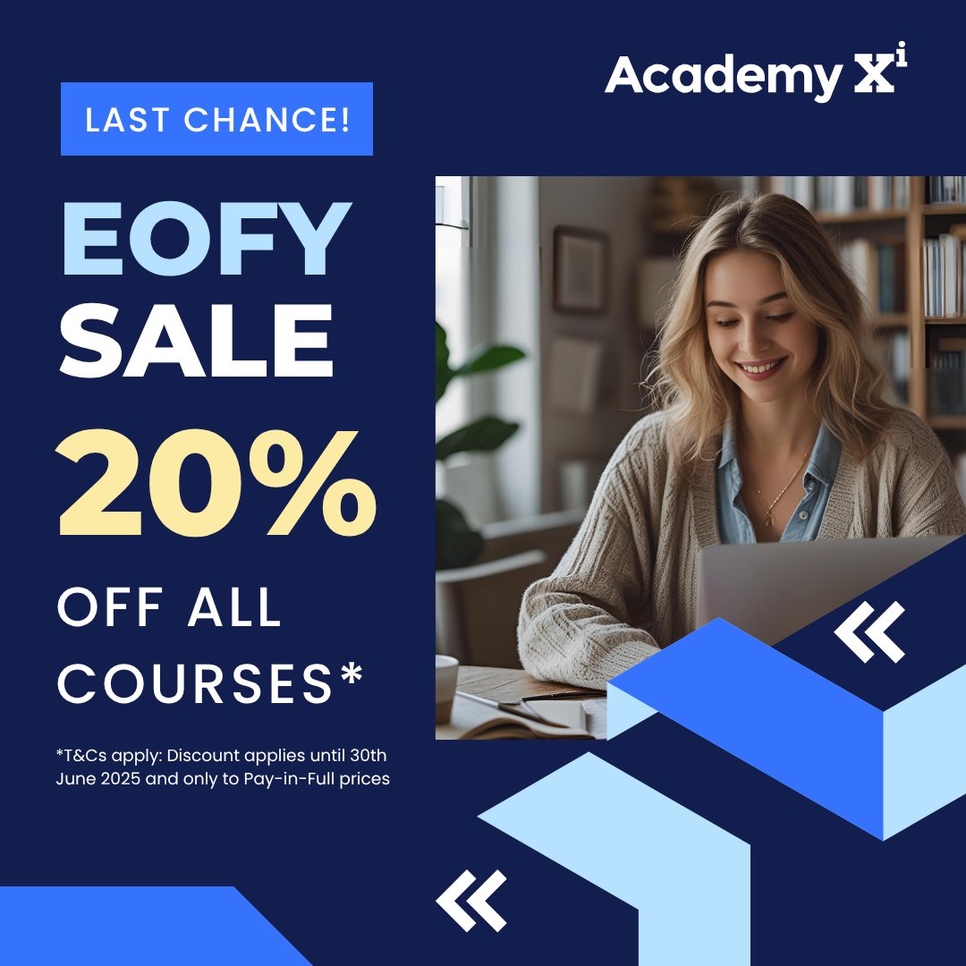 Just 1 week left - don't wait on EOFY savings!

The countdown is on. Only 1 week left to take 20% off all Academy Xi courses. Enrol now and future-proof your skillset. Offer ends 30 June 2025 and only to Pay-in-Full prices.

👉 Explore our courses today - loom.ly/MoN4xdQ