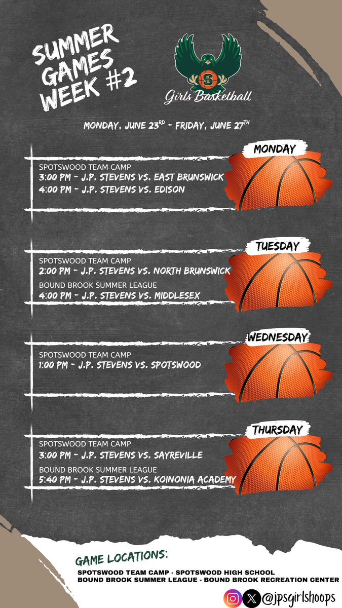 Schedule for the week! 🏀