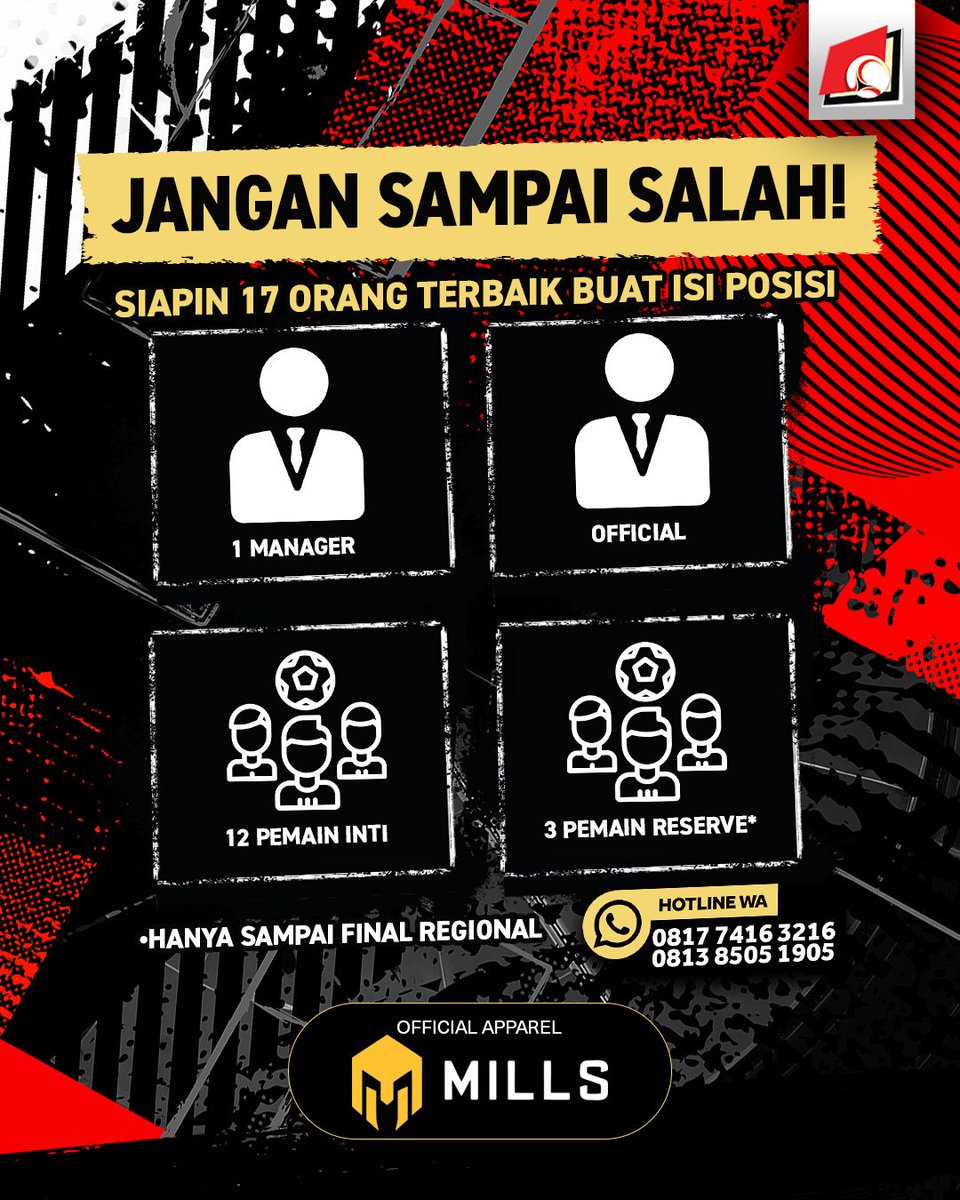 Susunan PERSONIL di pendaftaran SUPERSOCCER EURO FUTSAL CHAMPIONSHIP 2025! Pastiin lo ngelengkapi kebutuhan data-data di atas pas lagi daftar.

Website pendaftaran bisa klik link di bio, dan yang mau tanya-tanya, silahkan hubungin hotline kita ⤵️

- Hotline 1: 081774163216
-