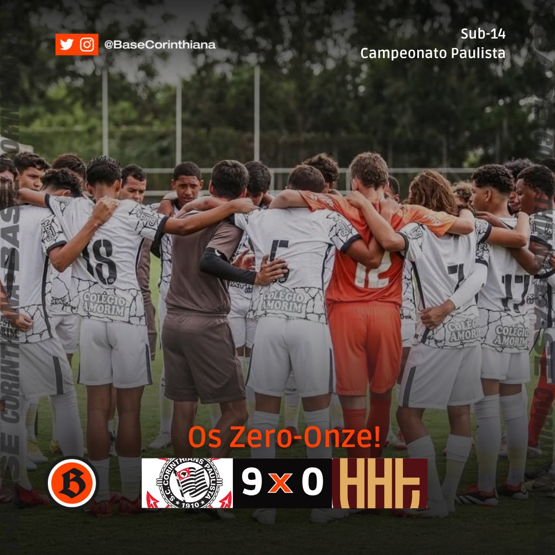 Vitória do SUB-14 🖤
Campeonato Paulista - 1ª fase
📍 Estádio da Fazendinha
🗓️ 22/06/2025 | 🕥 10h40

CORINTHIANS 9 x 0 Flamenguinho (Guarulhos)
❌ Ponto extra ficou com o adversário nos pênaltis: 4x5

Com um desempenho arrasador na Fazendinha, o Sub-14 do Corinthians não deu