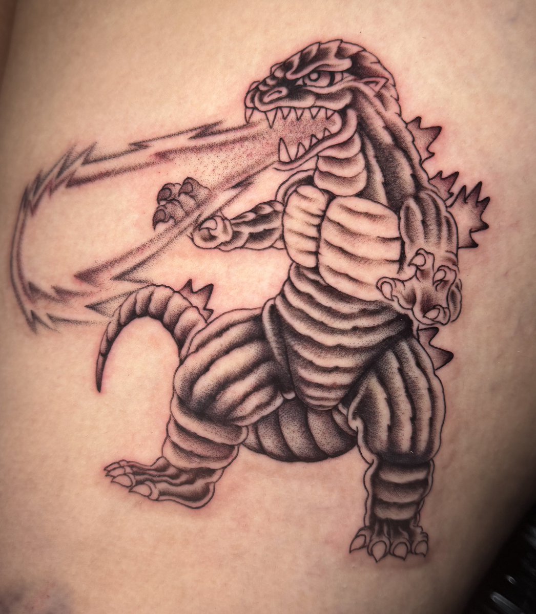 _synthstatic's tweet image. anyway I got a Godzilla tattoo before the world ends