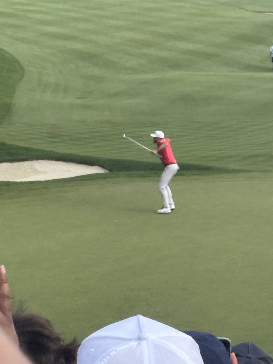 Keegan Bradley at the 18th hole. He's the 2025 Travelers championship winner.