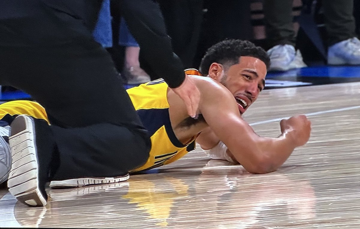 Despite Tyrese Haliburton being out for the rest of the game due to a leg injury, the Pacers lead the Thunder 48-47 at halftime in the deciding Game 7 of the NBA Finals.