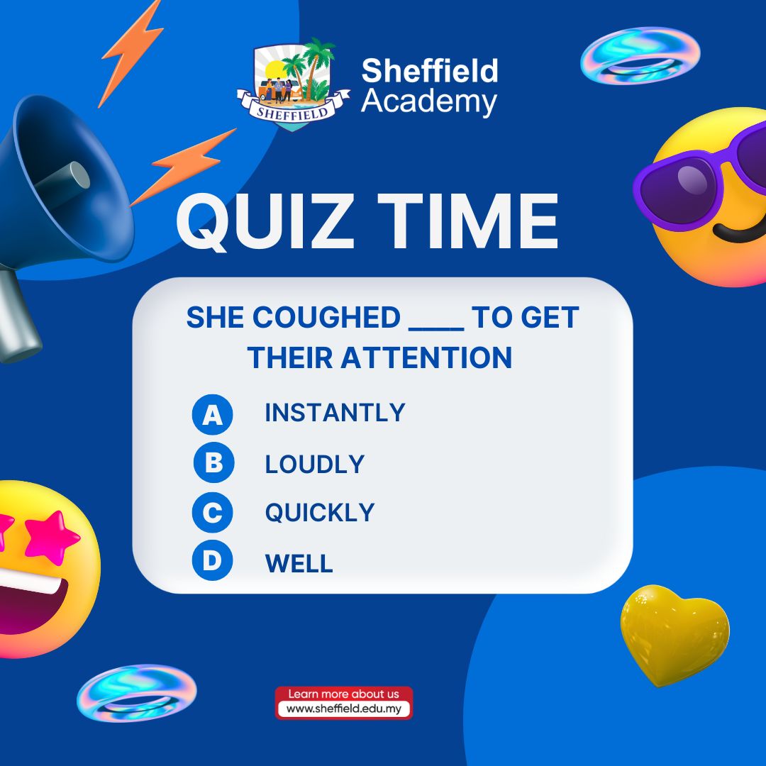 SheffieldMy1's tweet photo. Quiz Time! ⏰ Get Ready to test your English Skills with our interesting Quiz and challenge your understanding of adverbs in the English language ✍️
Join us.

#Exam #IELTS #Adverbs #Grammar #SheffieldAcademy #StudyWithUs https://t.co/1FXe8ryEw8