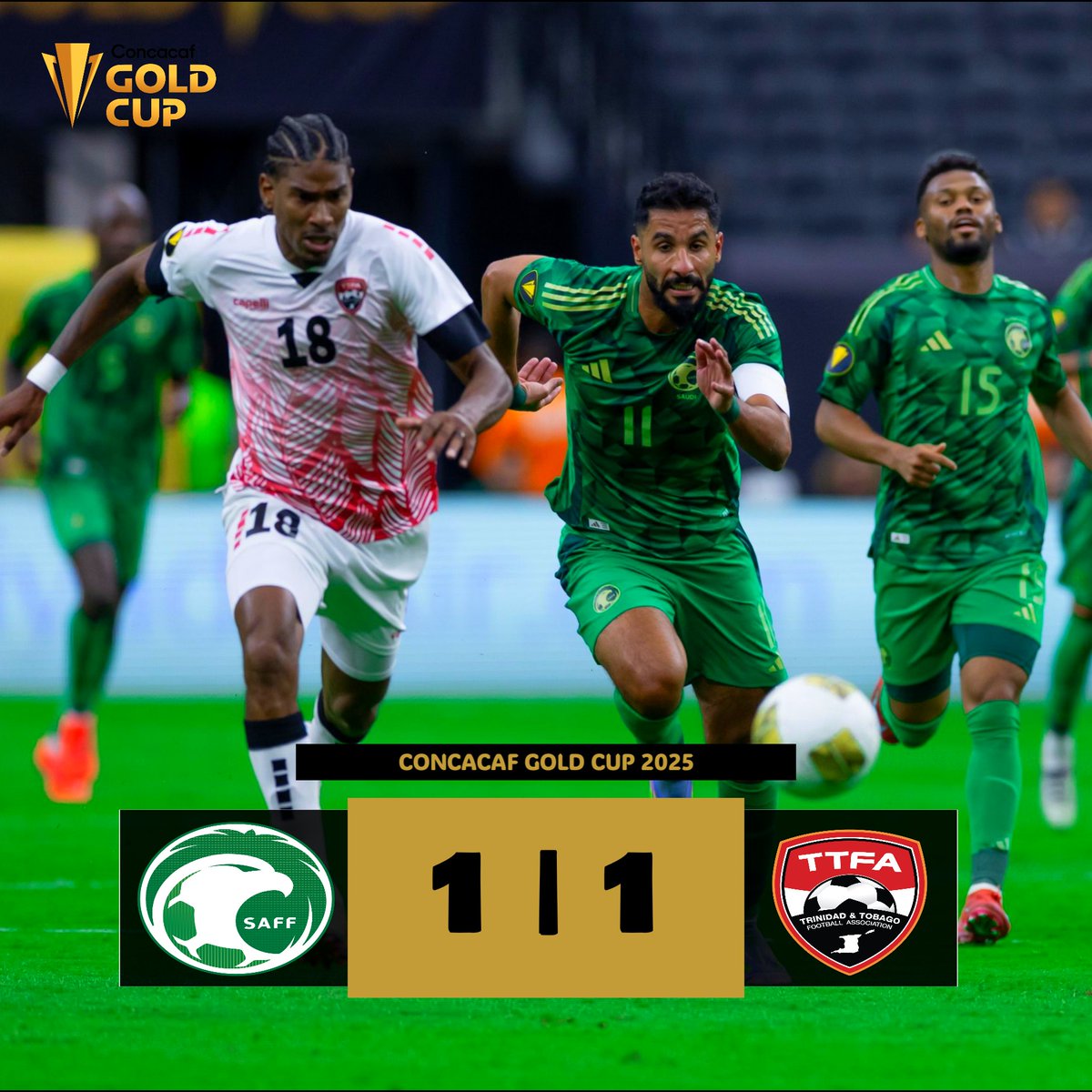 #ArabiaSaudita empata con #TrinidadandTobago y avanza a cuartos de final.

#ConcacafGoldCup