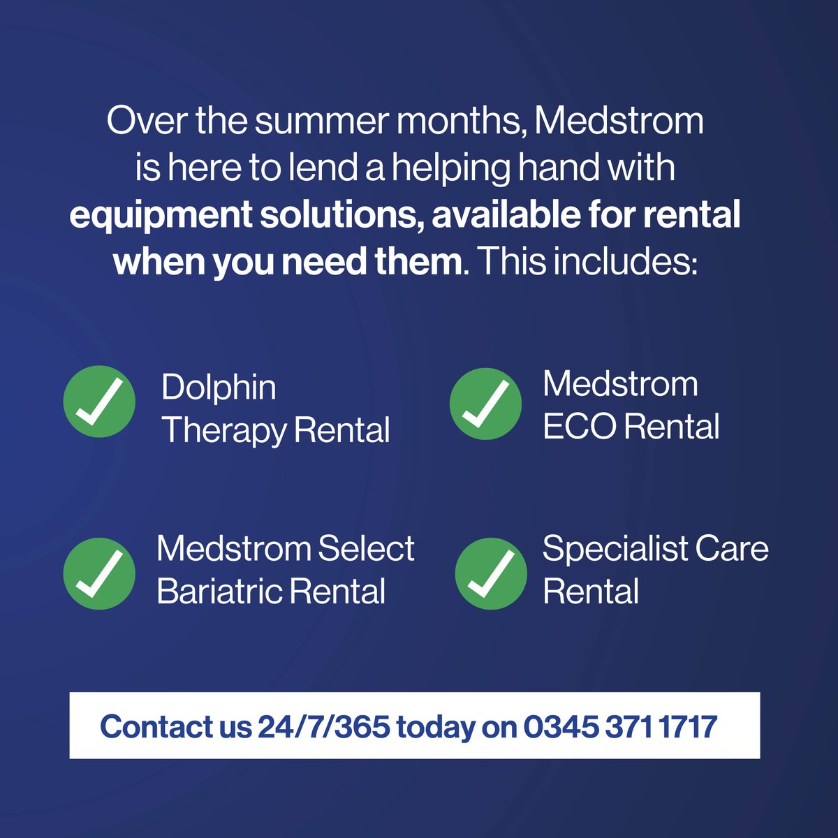 Summer’s here ☀️ but pressures don’t ease with the warmer weather -With staff cover, corridor care &amp; rising demand, patient dignity can suffer.

We’re here 24/7 with specialist equipment &amp; expert support to help you deliver the care your patients deserve: medstrom.com/contact-us/