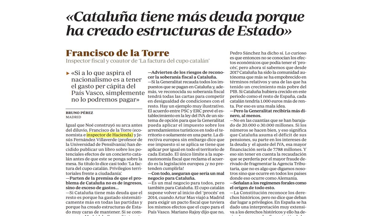 Asociación de Inspectores de Hacienda del Estado (@inspectores_ihe) on Twitter photo «𝗟𝗮 𝗳𝗶𝗻𝗮𝗻𝗰𝗶𝗮𝗰𝗶𝗼́𝗻 𝘀𝗶𝗻𝗴𝘂𝗹𝗮𝗿 𝗻𝗼 𝘁𝗿𝗮𝘁𝗮 𝗱𝗲 𝗿𝗲𝗳𝗼𝗿𝗺𝗮𝗿 𝗲𝗹 𝗮𝗰𝘁𝘂𝗮𝗹 𝗺𝗼𝗱𝗲𝗹𝗼 𝗱𝗲 𝗳𝗶𝗻𝗮𝗻𝗰𝗶𝗮𝗰𝗶𝗼́𝗻, 𝘀𝗶𝗻𝗼 𝗱𝗲 𝗱𝗶𝗻𝗮𝗺𝗶𝘁𝗮𝗿𝗹𝗼» 
Lean esta entrevista hoy en <a href="/abc_es/">ABC.es</a>  a nuestro compañero <a href="/frdelatorre/">Francisco d la Torre</a>
⤵️ «𝗟𝗮 𝗳𝗶𝗻𝗮𝗻𝗰𝗶𝗮𝗰𝗶𝗼́𝗻 𝘀𝗶𝗻𝗴𝘂𝗹𝗮𝗿 𝗻𝗼 𝘁𝗿𝗮𝘁𝗮 𝗱𝗲 𝗿𝗲𝗳𝗼𝗿𝗺𝗮𝗿 𝗲𝗹 𝗮𝗰𝘁𝘂𝗮𝗹 𝗺𝗼𝗱𝗲𝗹𝗼 𝗱𝗲 𝗳𝗶𝗻𝗮𝗻𝗰𝗶𝗮𝗰𝗶𝗼́𝗻, 𝘀𝗶𝗻𝗼 𝗱𝗲 𝗱𝗶𝗻𝗮𝗺𝗶𝘁𝗮𝗿𝗹𝗼» 
Lean esta entrevista hoy en <a href="/abc_es/">ABC.es</a>  a nuestro compañero <a href="/frdelatorre/">Francisco d la Torre</a>
⤵️