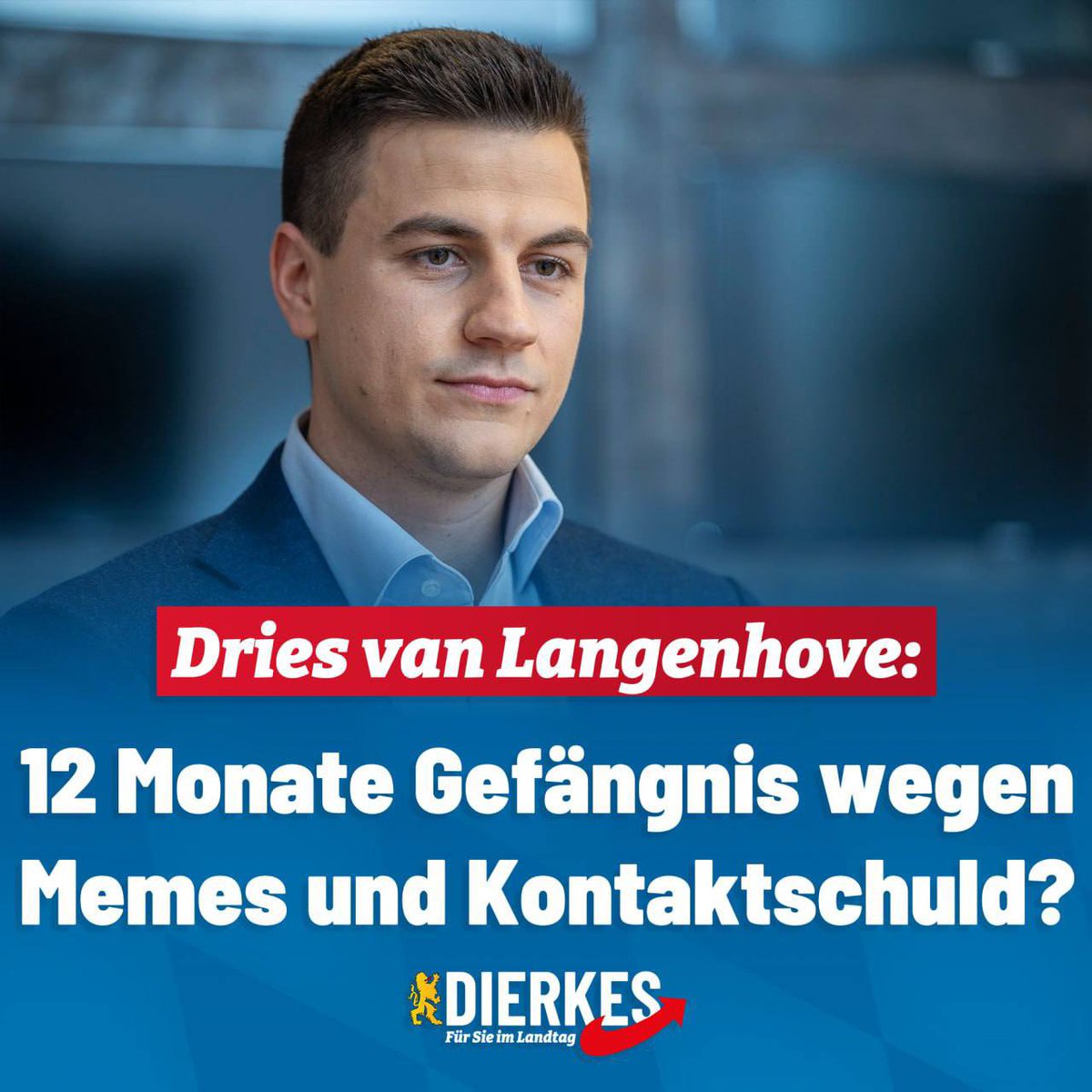 Dries van Langenhove: 12 Monate Gefängnis wegen Memes und Kontaktschuld? 

Der belgische junge Vater, Aktivist und Politiker des patriotischen Vlaams Belang Dries van Langenhove ist auch im Berufungsverfahren nach einem 7 Jahre langen Rechtsstreit wegen „Anstiftung zu