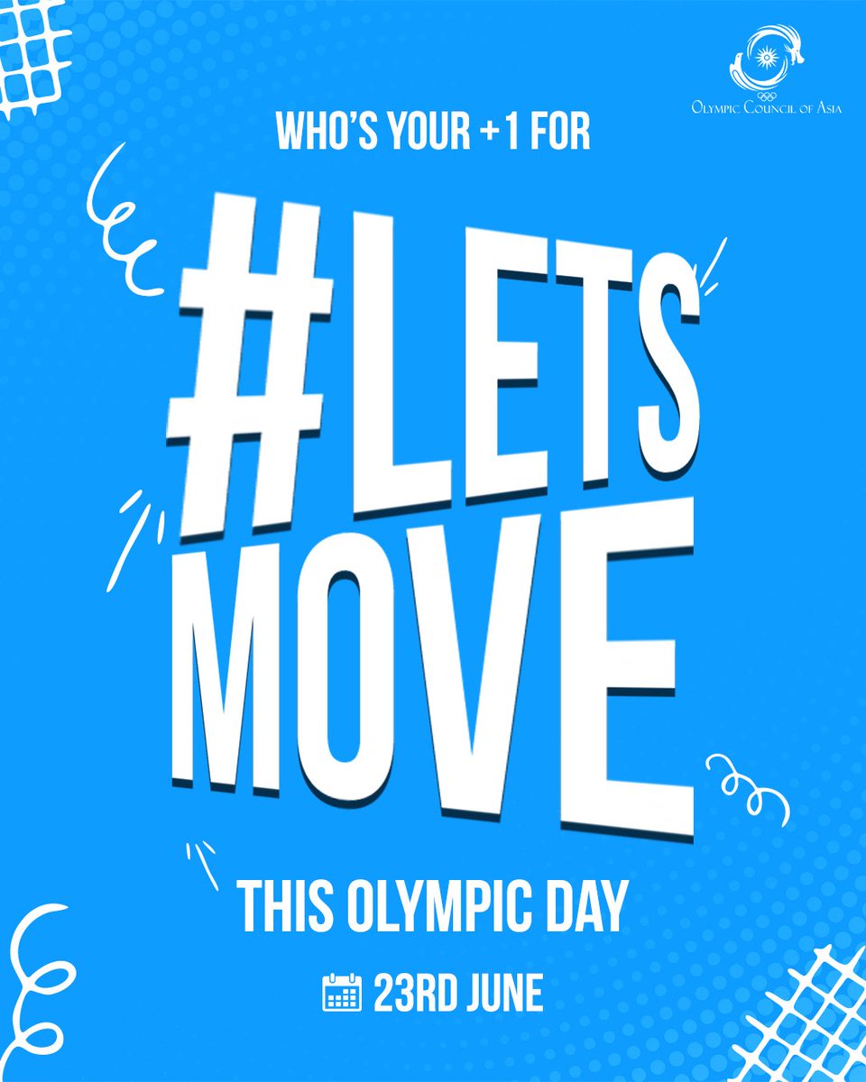 AsianGamesOCA's tweet image. Olympic Day is here—and it’s time to move like the champions🎖️

Who’s your ➕1 for the ultimate #LetsMove challenge?

Tag your partner and let’s make every move count🏃

#OlympicDay2025 #OCA #AsianGames

1/10