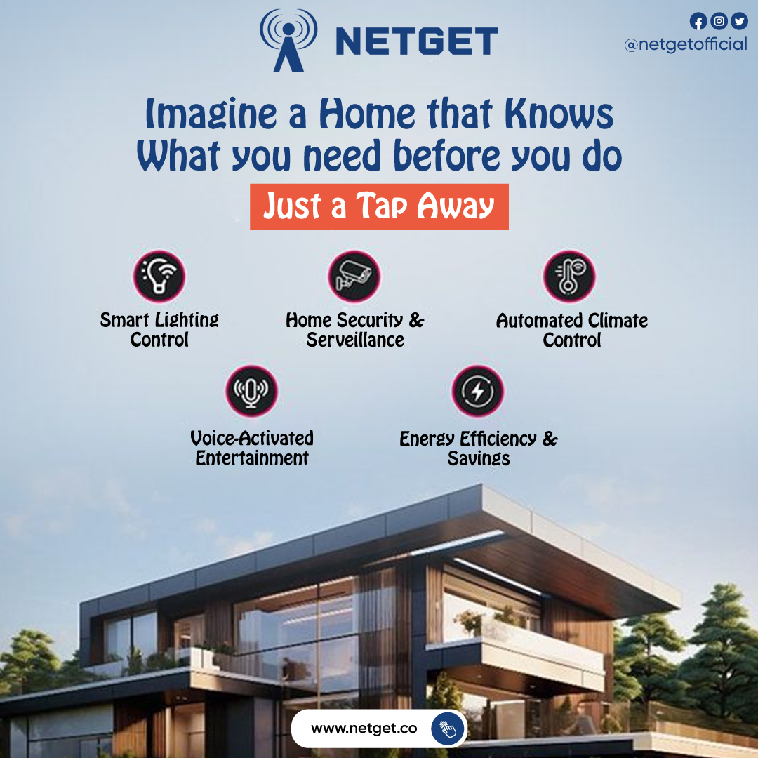 netgetofficial's tweet image. Imagine a smart home that understands you.
With NETGET Smart Home Solutions, you’re just a tap away from effortless living!
✔️ Smart Lighting
✔️ Home Security
✔️ Voice-Controlled Entertainment
✔️ Climate Automation

#SmartHome #HomeAutomation #NETGET #SmartLiving #FutureOfHome