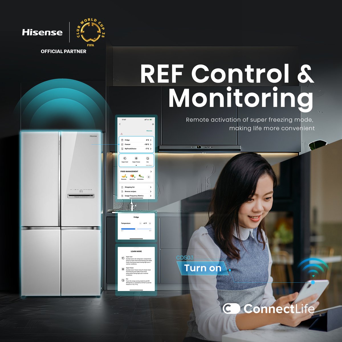 HisenseMalaysia's tweet image. Make your kitchen smarter with Hisense&apos;s ConnectLife!💡

Manage groceries &amp;amp; keep your fridge in top shape — all at your fingertips. Enjoy a connected, efficient &amp;amp; convenient lifestyle.

Welcome to future of smart living✨

#HisenseMalaysia #ConnectLife #SmartFridge #OwnTheMoment