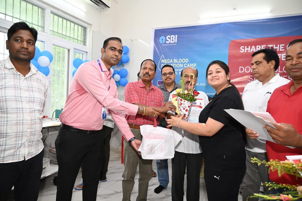 birendraksunani's tweet photo. @TheOfficialSBI @CGMSBIBhu 
Mega Blood Donation Camp organised by SBI Nawapara at DHH Nawapara in presence of District Collector, Nuapada on 22/06/2025. Many TV channels and tabloids covered the event with staff &amp; public donating. Our aim is to spread awareness &amp; save life. https://t.co/ZDosSgKy0r