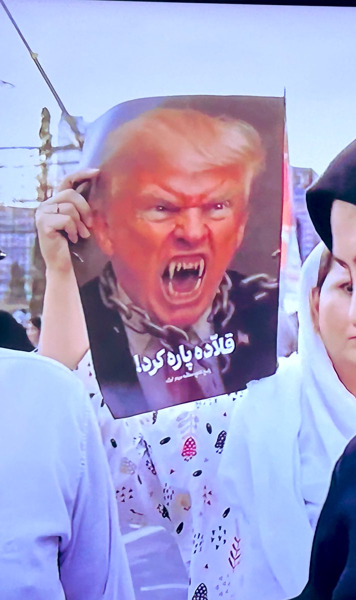 gurms's tweet image. My favourite #Trump
poster so far from news footage from #Teheran