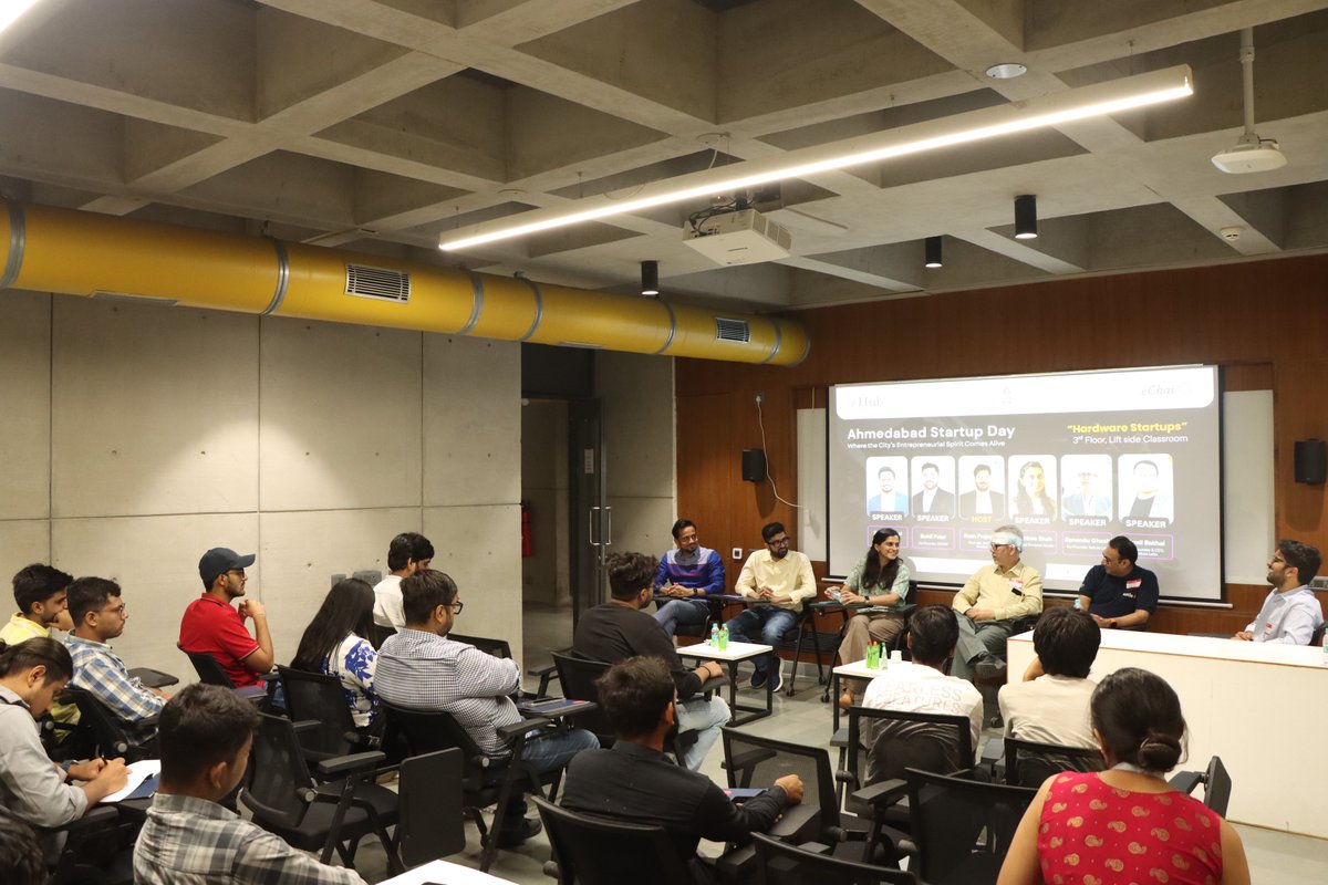 ihubgujarat's tweet image. i-Hub Gujarat &amp;amp; @eChaiVentures successfully hosted the “Ahmedabad Startup Day”.

The Hardware Startups Panelists shared how hardware innovation drives real-world impact. Key takeaways for attendees included a clear vision, local sourcing, strong teams, and bold prototyping.