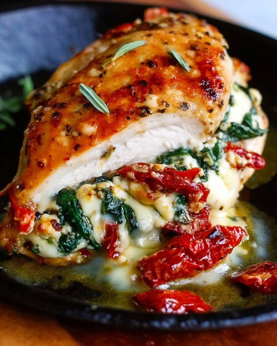 Sundried Tomato, Spinach, and Cheese Stuffed Chicken