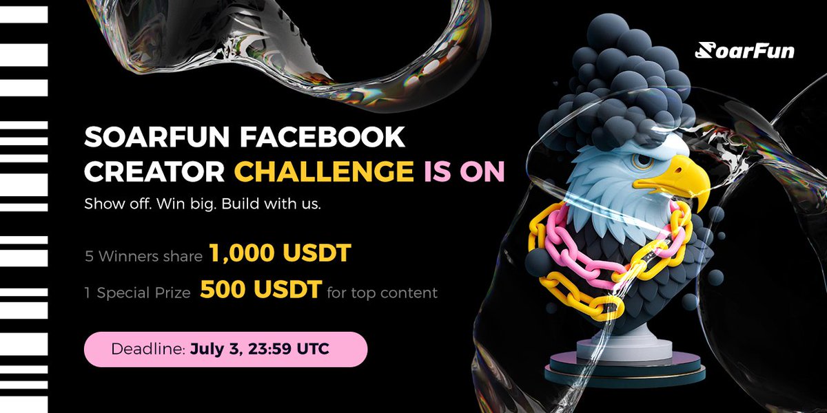 🔥SoarFun Facebook Creator Challenge is ON!
We are calling all creators to show off your best content on SoarFun. You can create:

🎮 A gameplay review of your favorite original SoarFun game
💰 A quick guide or reaction on SFT staking

📅 Deadline: July 3, 23:59 UTC
🎁 5 winners
