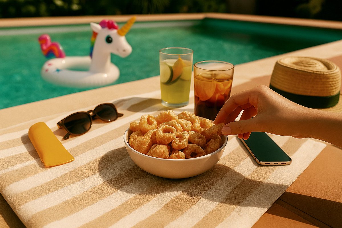 Sol, amigos, piscina... y cortezas Aperitivos Tapa☀️😎. El planazo del verano está servido con nuestro crunch inconfundible. Porque las mejores memorias veraniegas saben a sal y a diversión.🏊💛
#VeranoCrujiente #MásQueUnSnack #trujitas
