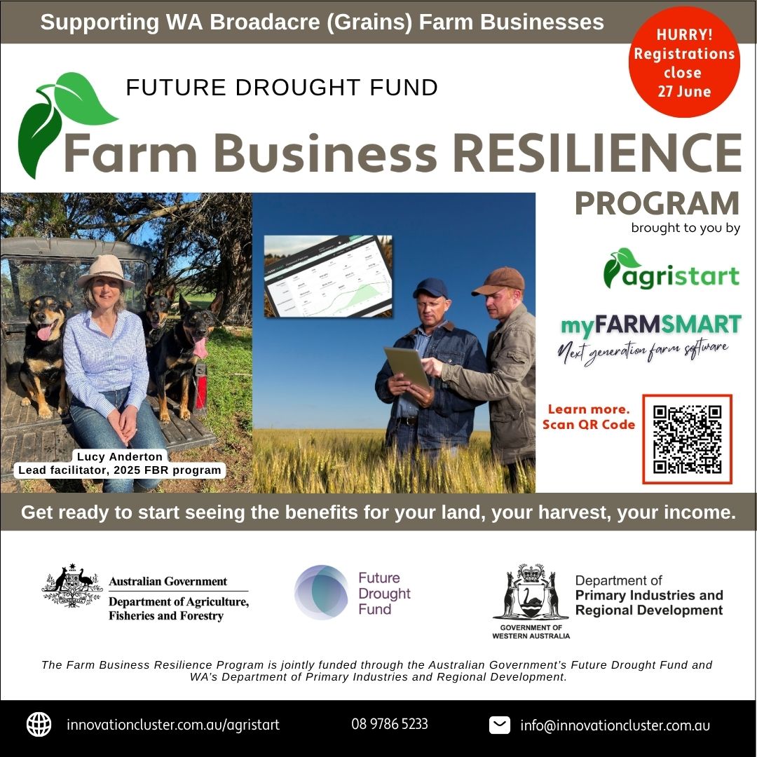 Graingrowers across WA have a new opportunity to strengthen their farm businesses through the 2025 Farm Business Resilience Program. Brought to you by <a href="/myFARMSMART/">myFARMSMART</a> and <a href="/AgristartWA/">AgriStart</a>,  the program offers tailored support and digital tools in business planning, risk management, and