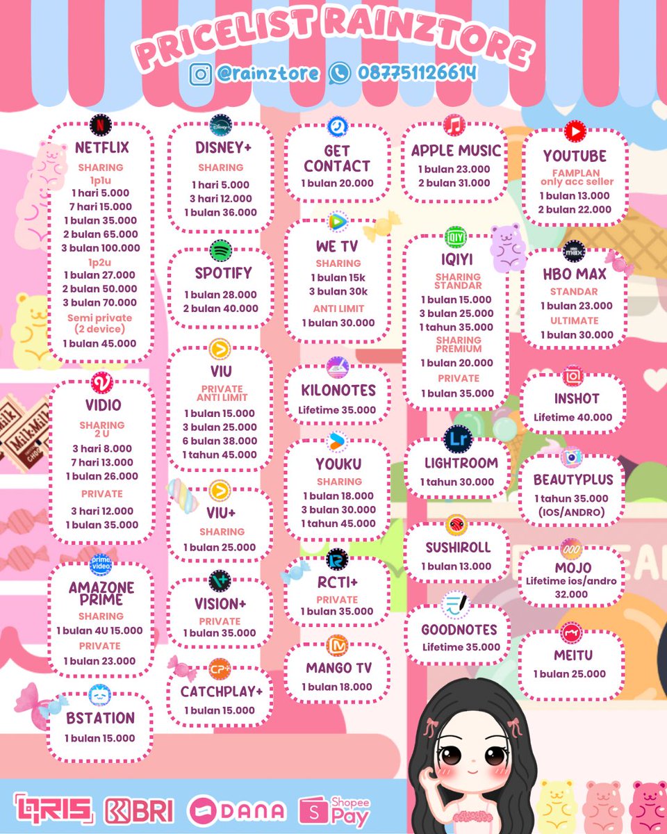 mkssive's tweet photo. 🧁 Ready netflix spotify capcut viu vidio disney youtube chatgpt canva fizzo wattpad blackboxai get contact short cina wetv iqiyi dramawave reelshort flickreels
Fast WA aja
#zonauang #zonajajan
https://t.co/pFwFPQWn53