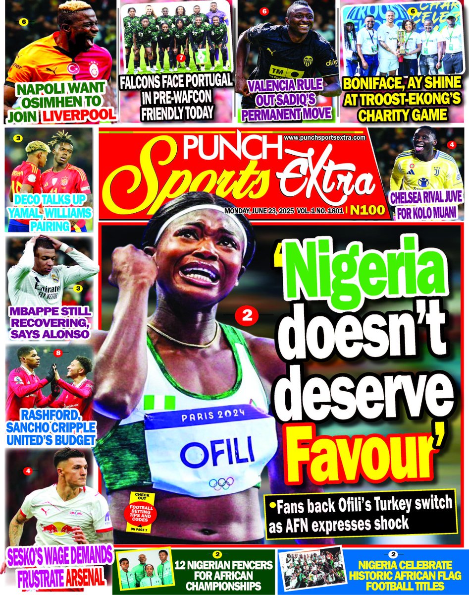 23 JUNE 2025 HEADLINES <a href="/CoverpagesNg/">Cover Pages</a>