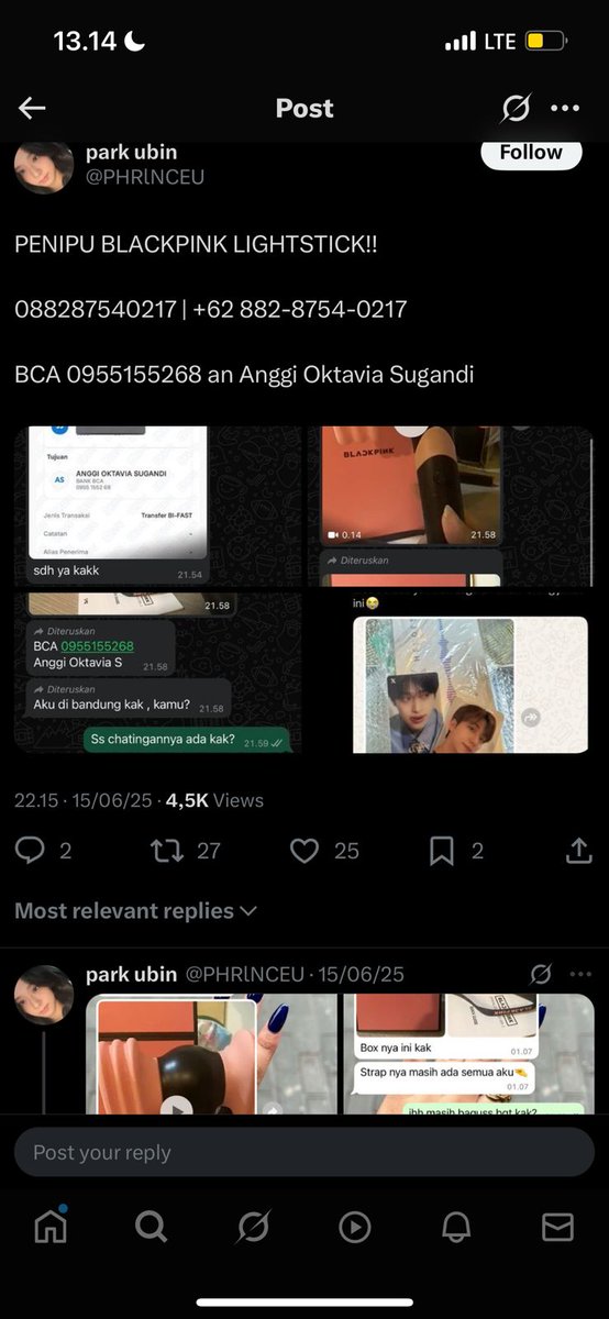 ivon21's tweet photo. Kalau ada trx online kalian dan nemu rek bank apa saja atas nama #Anggioktaviasugandi please jangan lanjutkan ya. Sudah banyak yg tertipu foto profilnya pakai foto orang lain. Alamat juga palsu https://t.co/7JbJjU3JmJ