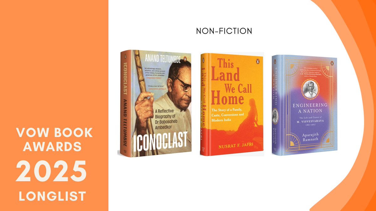Penguin India (@penguinindia) on Twitter photo We are thrilled to share news with you that three of our books have been longlisted for the VoW Book Awards 2025 under the non-fiction (English) category. Congratulations to the authors!
<a href="/nusratjafri/">nusratjafri</a> <a href="/AnandTeltumbde/">Anand Teltumbde</a> We are thrilled to share news with you that three of our books have been longlisted for the VoW Book Awards 2025 under the non-fiction (English) category. Congratulations to the authors!
<a href="/nusratjafri/">nusratjafri</a> <a href="/AnandTeltumbde/">Anand Teltumbde</a>