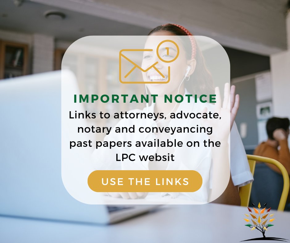 CouncilPractice's tweet photo. Links to attorneys, advocate, notary and conveyancing past papers available on the LPC website:

Paper 4

https://t.co/G3KKdo4Aov

Paper 5

https://t.co/5HoFHf9TEJ

Conveyancing exam

https://t.co/R21thfkbLZ

Notarial Practice Exam

https://t.co/n40IAwBfwg https://t.co/syjhyvtsBr
