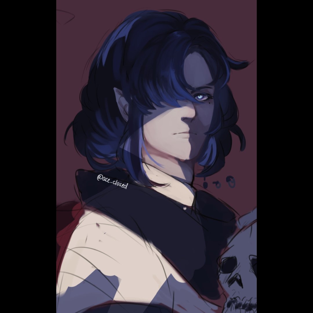 ace_closed's tweet photo. Have been dead due to work (what's new) lmao but felt like sharing an oc wip— he's death humanized https://t.co/NKUO3cN8xc