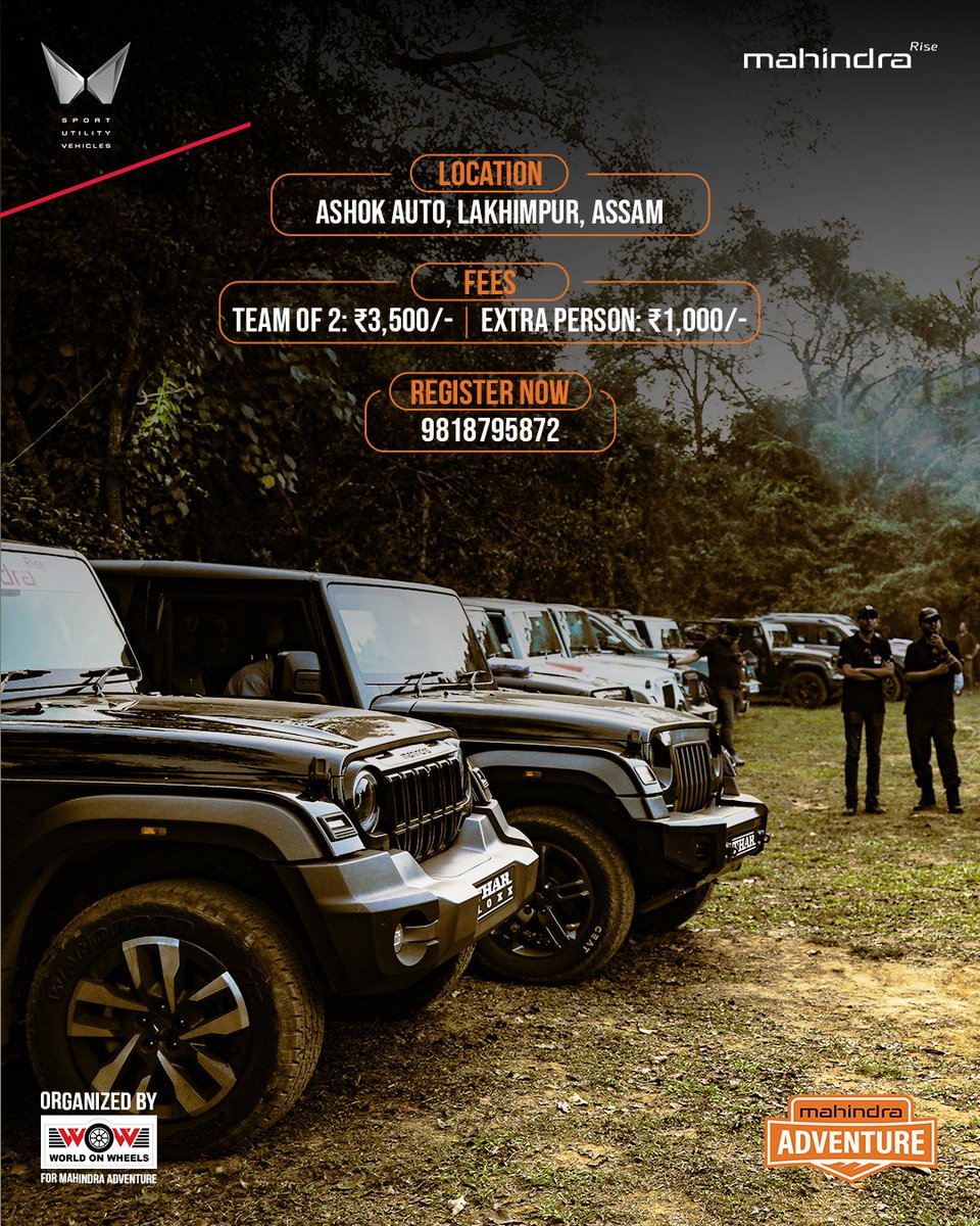Power your way through the landscape that is yet to be conquered.
If you've got what it takes, join us at #GreatEscapeLakhimpur.

Book now. Link in bio.

#MahindraAdventure #Adventure #4x4 #offroading #Assam