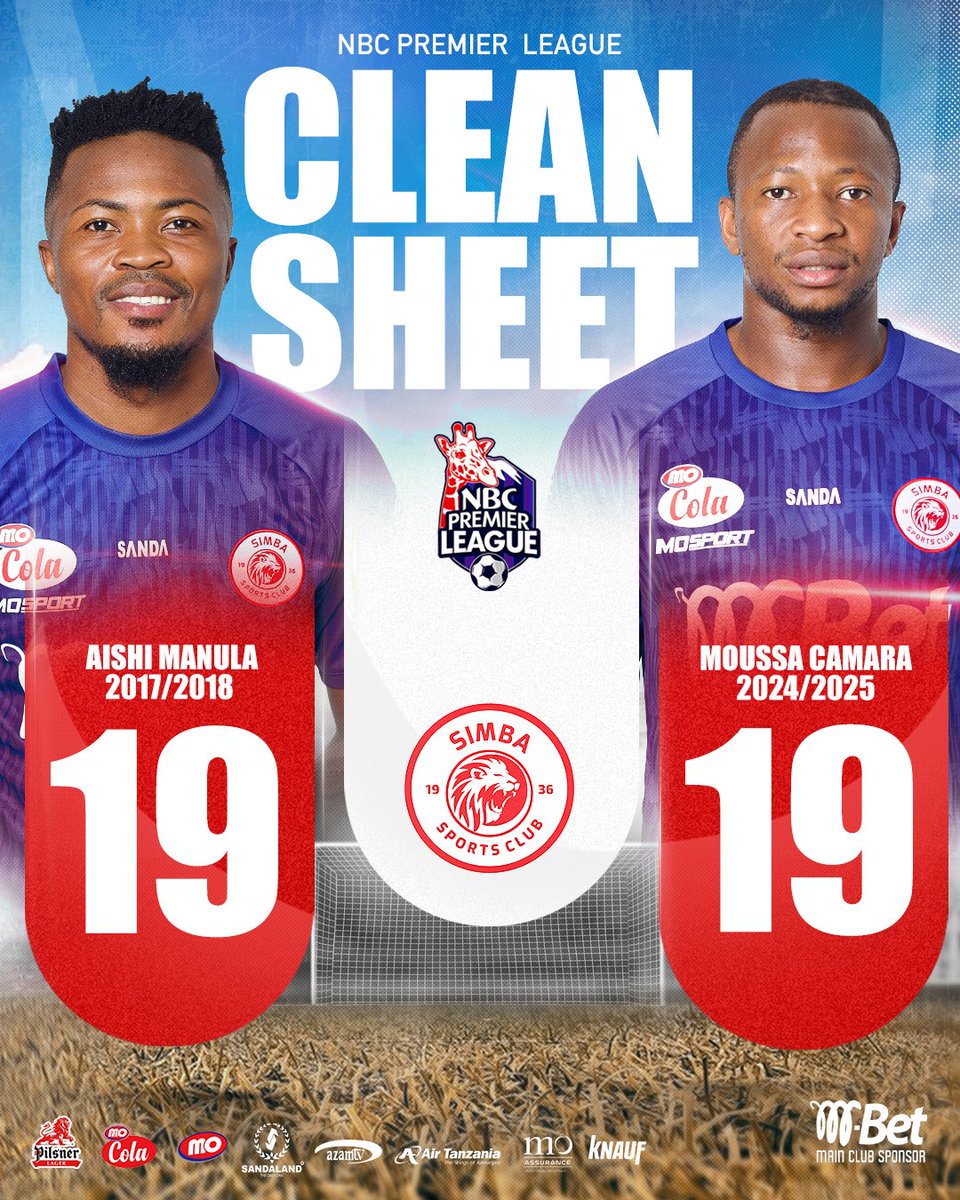 Moussa Camara amefikia rekodi ya juu ya clean sheet (19) kwenye Ligi Kuu ambayo iliwekwa na golikipa wetu mwingine, Aishi Manula.

PinPin 👏 #NguvuMoja