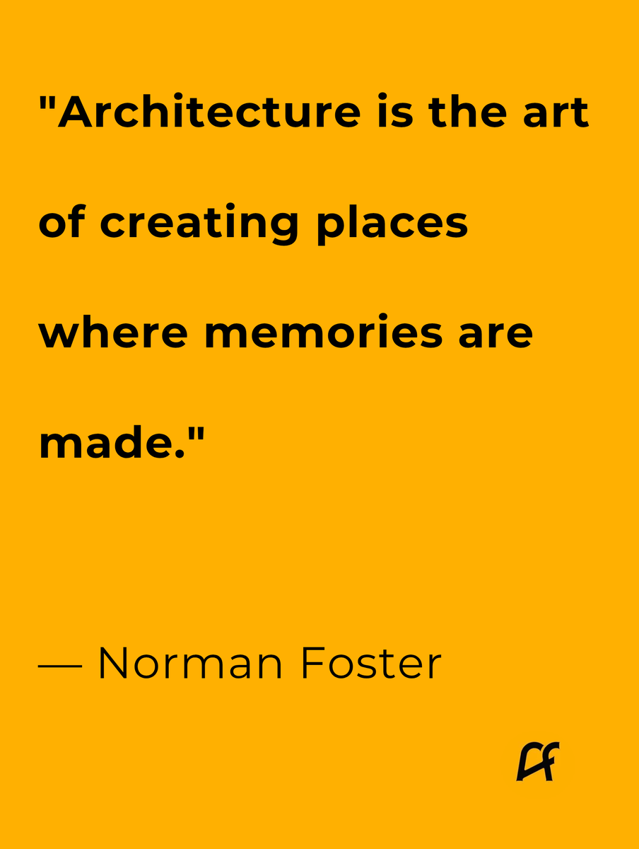 Arcfunmi's tweet image. &quot;Architecture is the art of creating places where memories are made.&quot;

— Norman Foster

#mondaymotivation #architecturequote #architecture #architect #construction #interiordesign